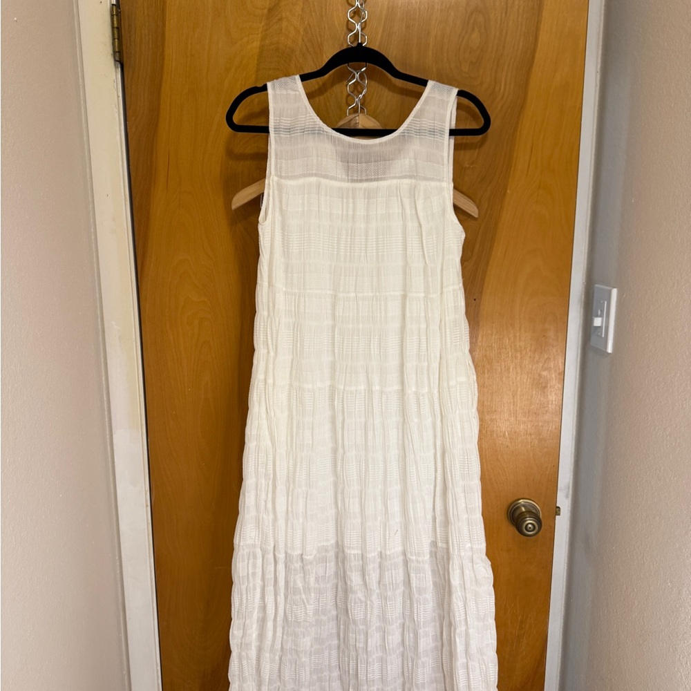 Max Studio White Textured Maxi Dress